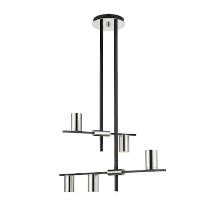 Z-Lite Calumet 5 Light Chandelier, Mate Black + Polished Nickel 814-5MB-PN